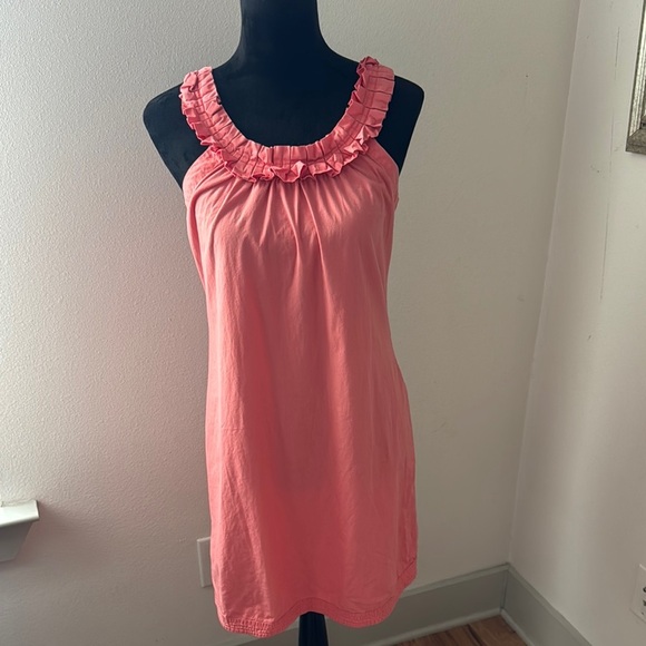 J. Crew Dresses & Skirts - J. Crew coral pleated neckline sleeveless crossed back cotton dress Sz‎ 4
